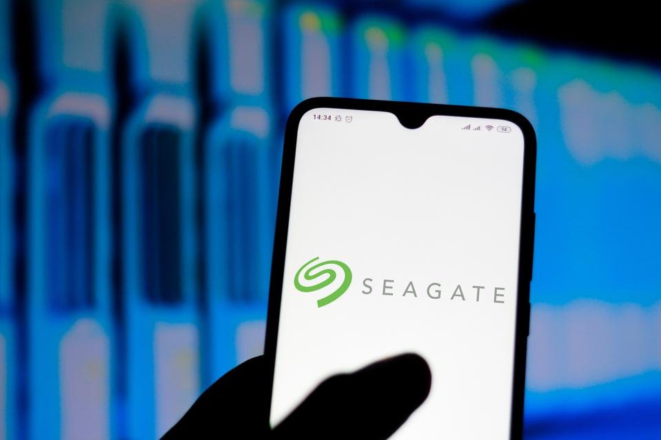 In this photo illustration the Seagate Technology logo is...